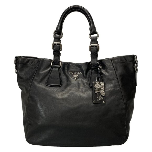 PRADA - Black Leather Tote Bag 560-082625 - Picture 1 of 12